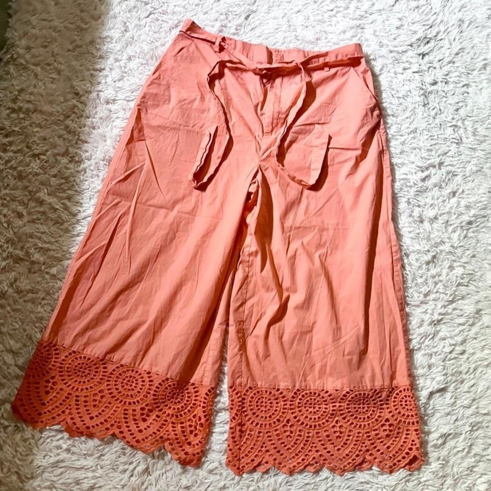 Bright Coral Boho Wide Leg Whimsical Free Spirit Indie Earthy Pants Womens XL